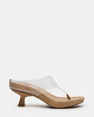 MOTION Taupe Clear Strap Thong Women's Kitten Heel | Steve Madden