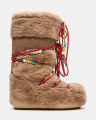 MOUSSE Taupe Faux Fur Lace-Up Chunky Women's Boot | Steve Madden