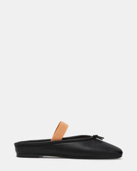NIMA Black Leather Mary Jane Slip-On Mule Backless Women's Flat | Steve Madden
