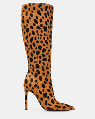 NITRO Spotted Leopard Pointed-Toe Stiletto Heel Knee-High Women's Boot | Steve Madden