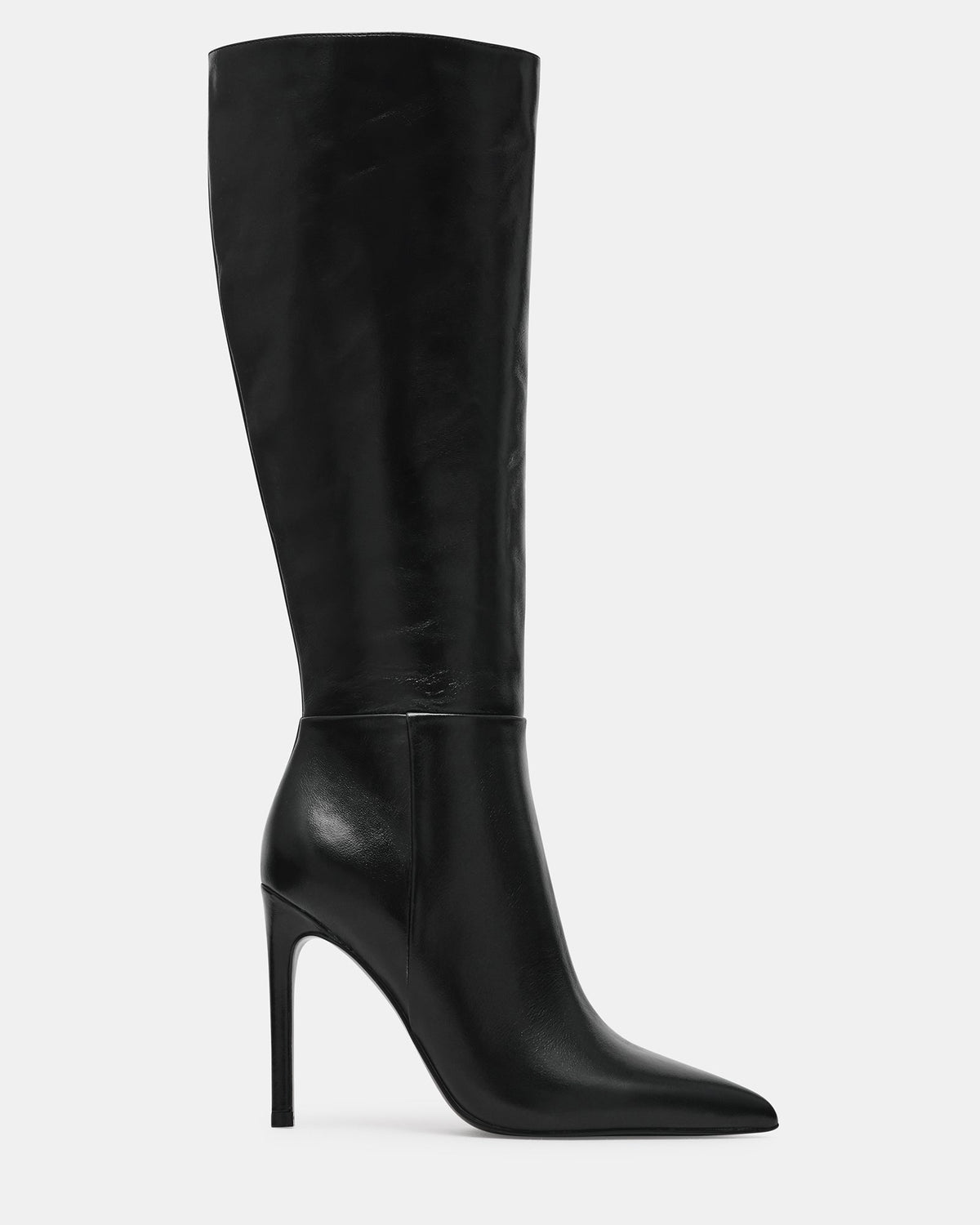 NITRO Black Leather Pointed-Toe Stiletto Heel Knee-High Women's Boot | Steve Madden