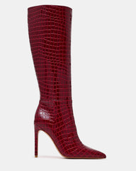 NITRO Red Crocodile Pointed-Toe Stiletto Heel Knee-High Women's Boot | Steve Madden