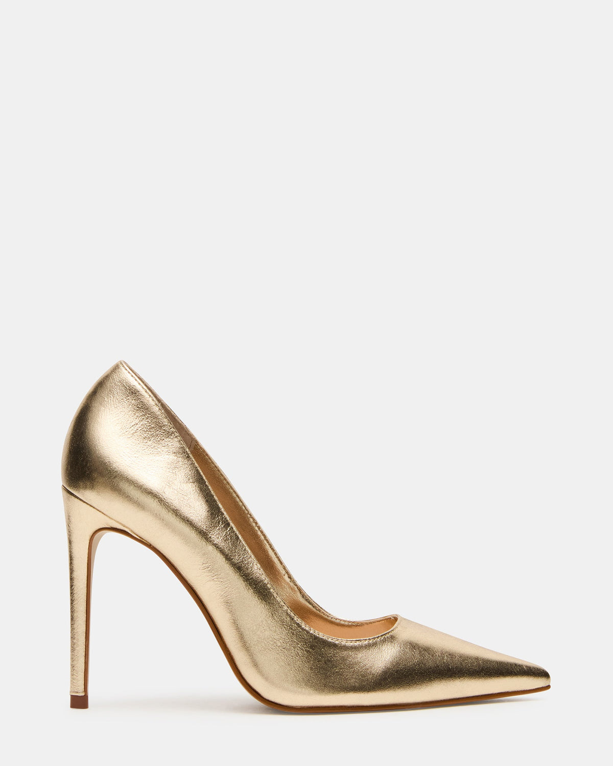 NOIR Gold Leather Pointed-Toe Stiletto Pump Women's Heels | Steve Madden