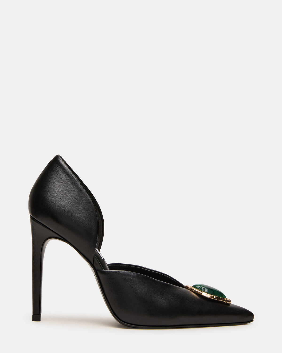 NYSA Stone Black Leather Pointed-Toe Pump Stiletto Women's Heel | Steve Madden