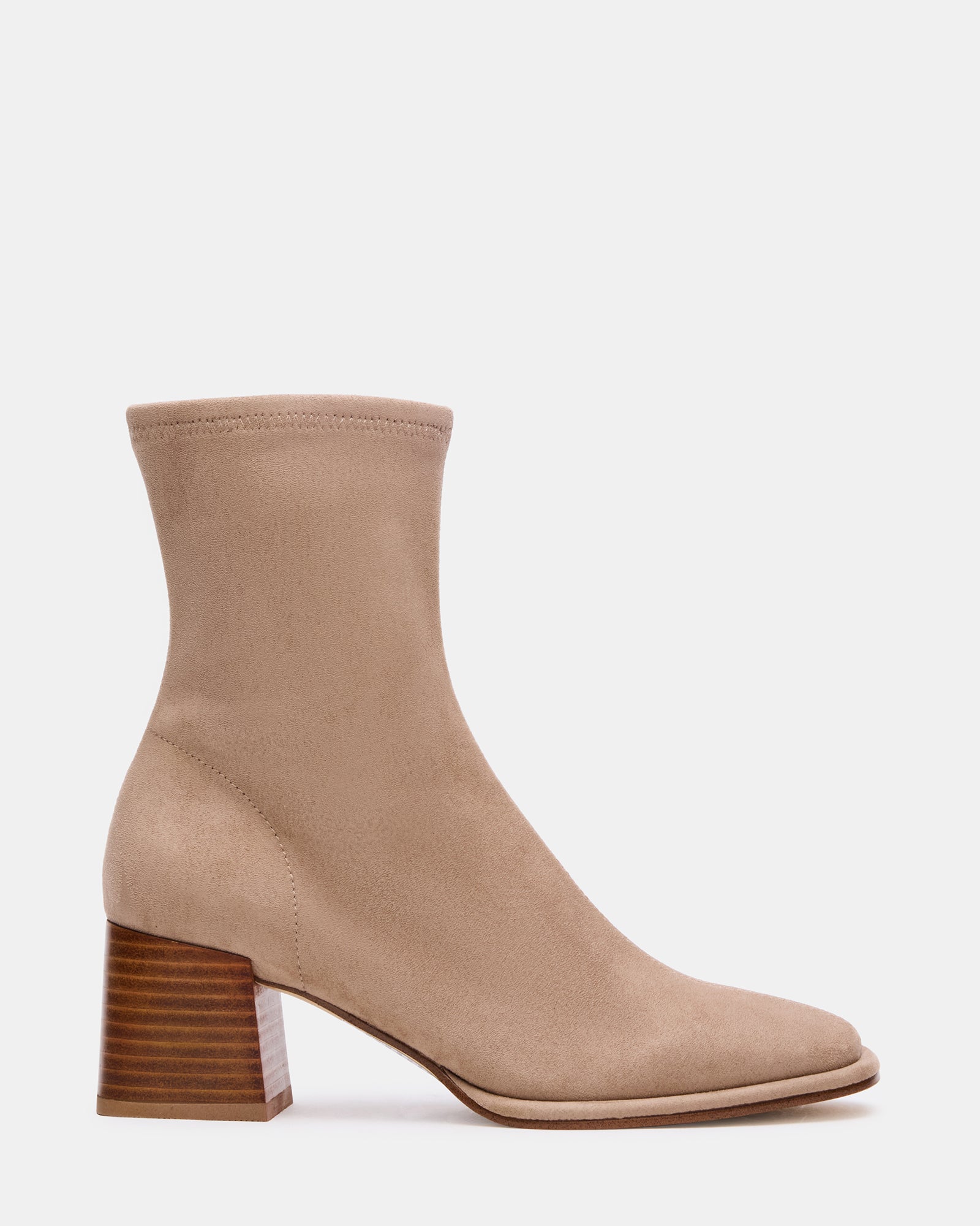 PAMMY Taupe Square-Toe Block Heel Women's Ankle Boot | Steve Madden