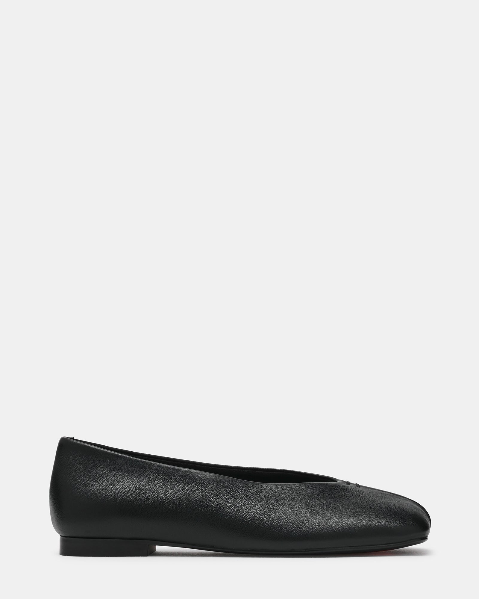 PASHA Black Leather Square-Toe Women's Ballet Flat | Steve Madden
