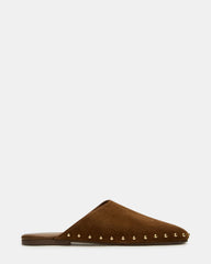 PEARSON Chestnut Suede Rounded-Toe Slip-On Women's Flat | Steve Madden
