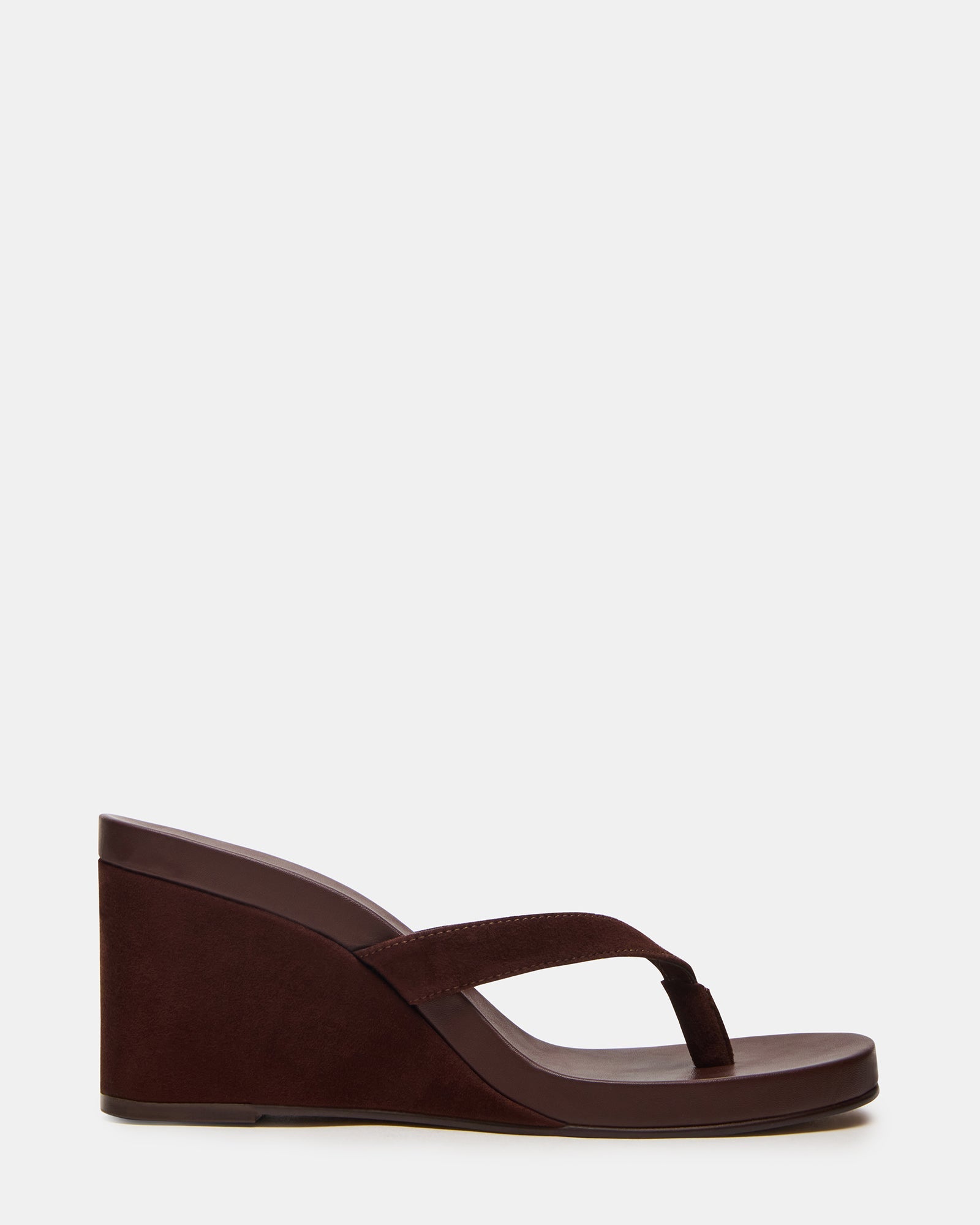 PLAYING Brown Suede Thong Wedge Women's Sandal | Steve Madden