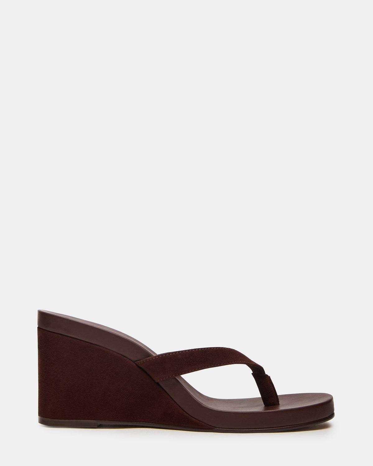 PLAYING Brown Suede Thong Wedge Women's Sandal | Steve Madden
