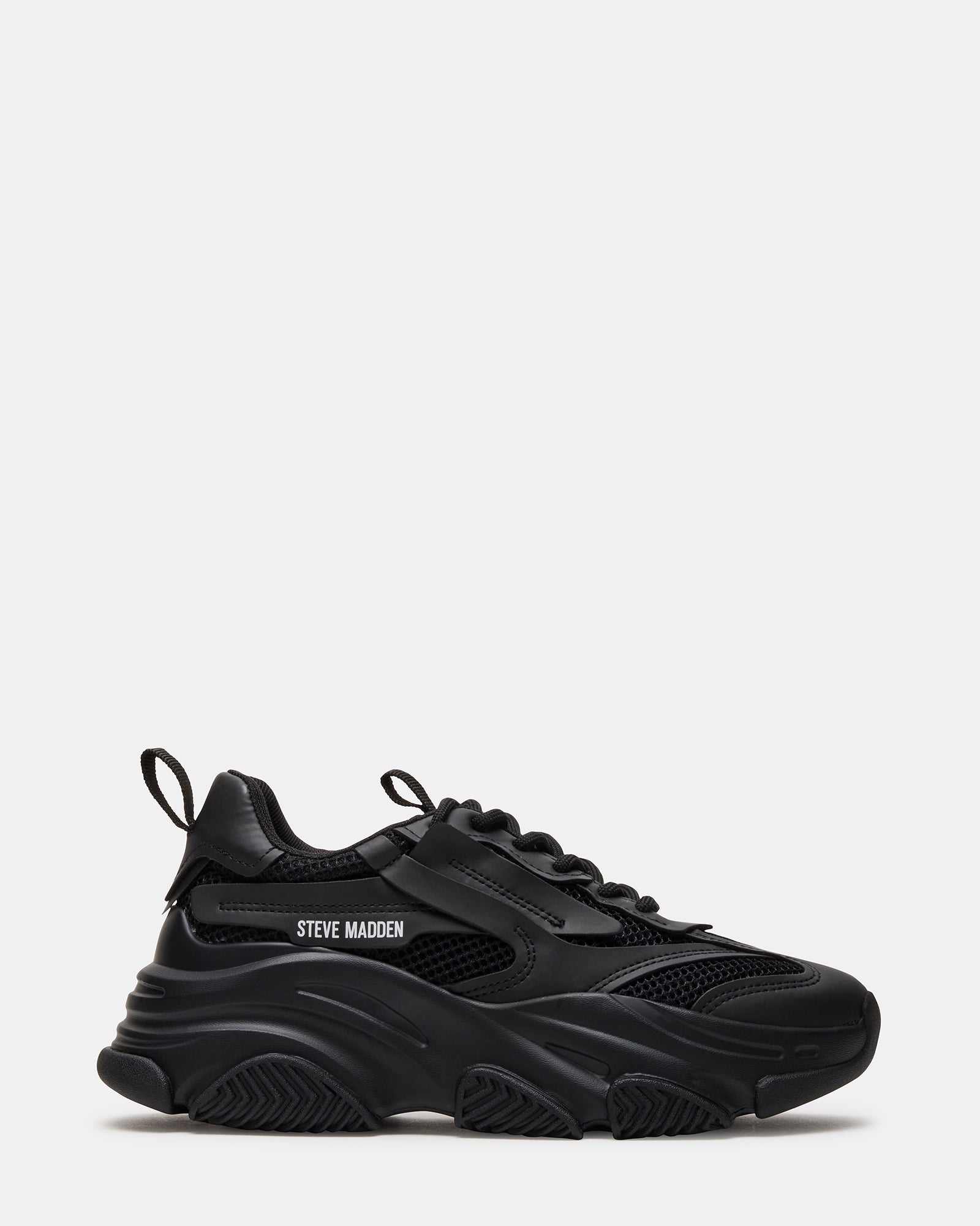 POSSESSION Black Platform Lace-Up Women's Sneaker | Steve Madden
