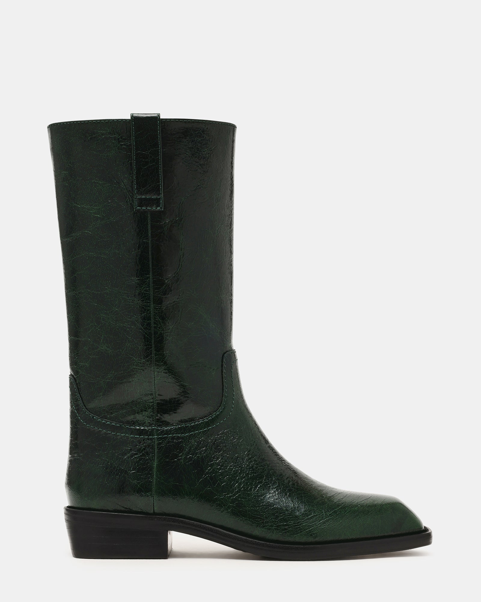 PRIMO Dark Green Leather Square-Toe Women's Boot | Steve Madden