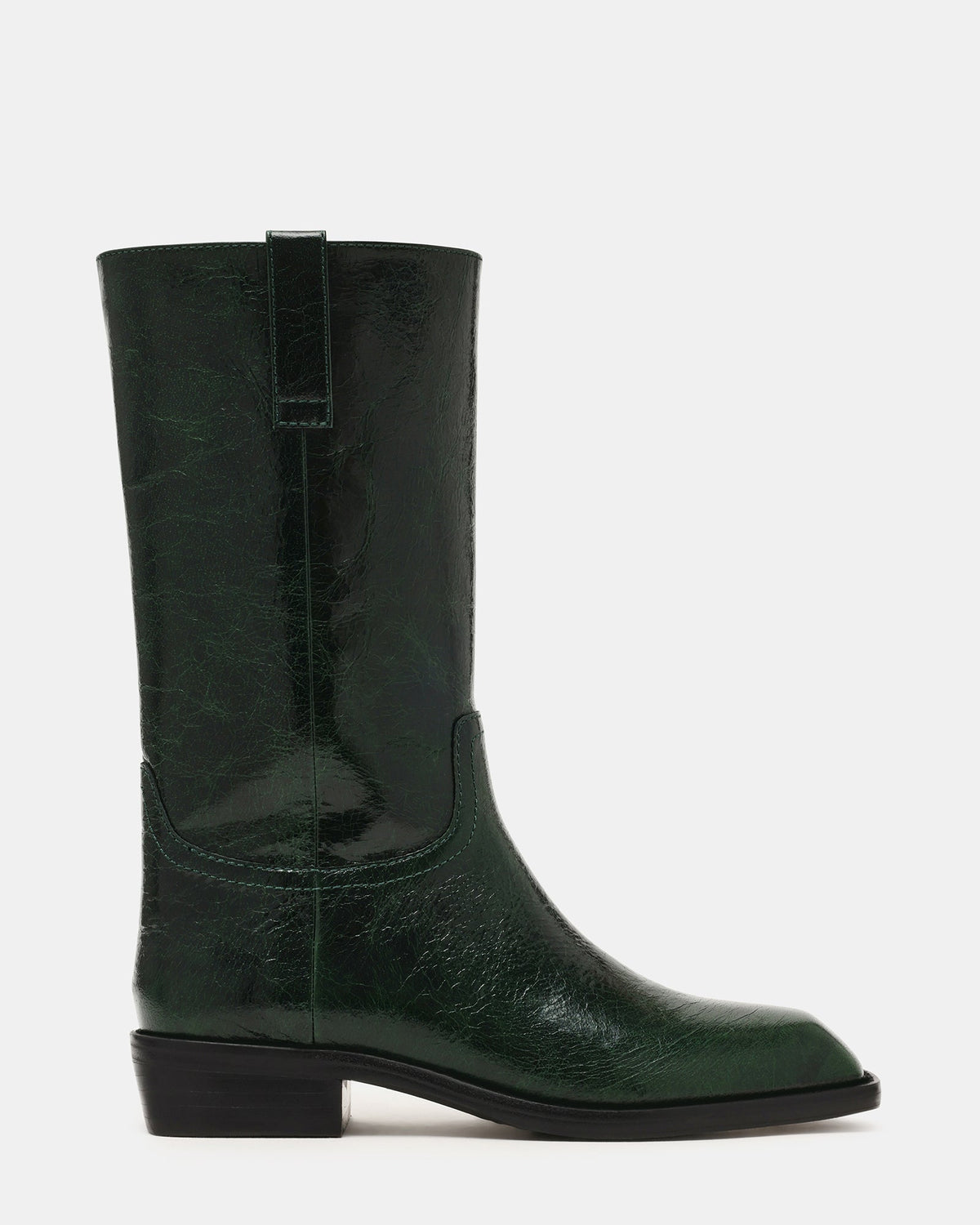 PRIMO Dark Green Leather Square-Toe Women's Boot | Steve Madden