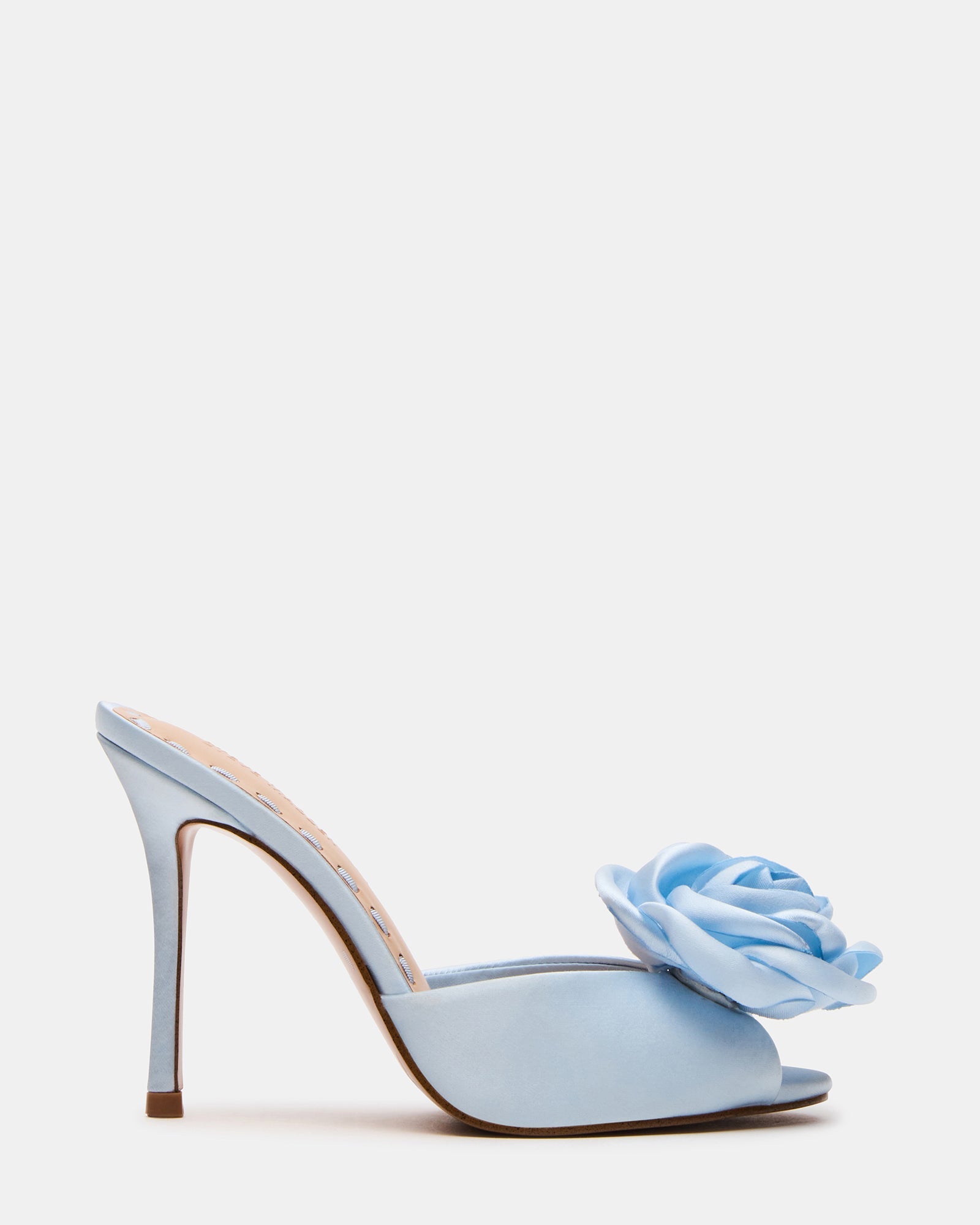 PRIYA Flower Blue Satin Mule Women's Heel | Steve Madden