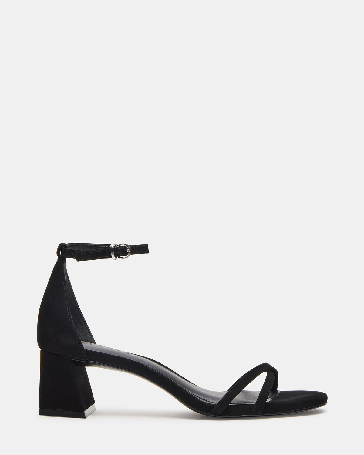 RAE Black Nubuck Strappy Block Heel Women's Sandal | Steve Madden