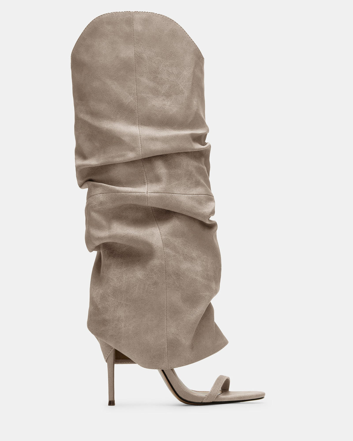 RAVINE Grey Distressed Women's Knee-High Cuffed Stiletto Heel Boot | Steve Madden