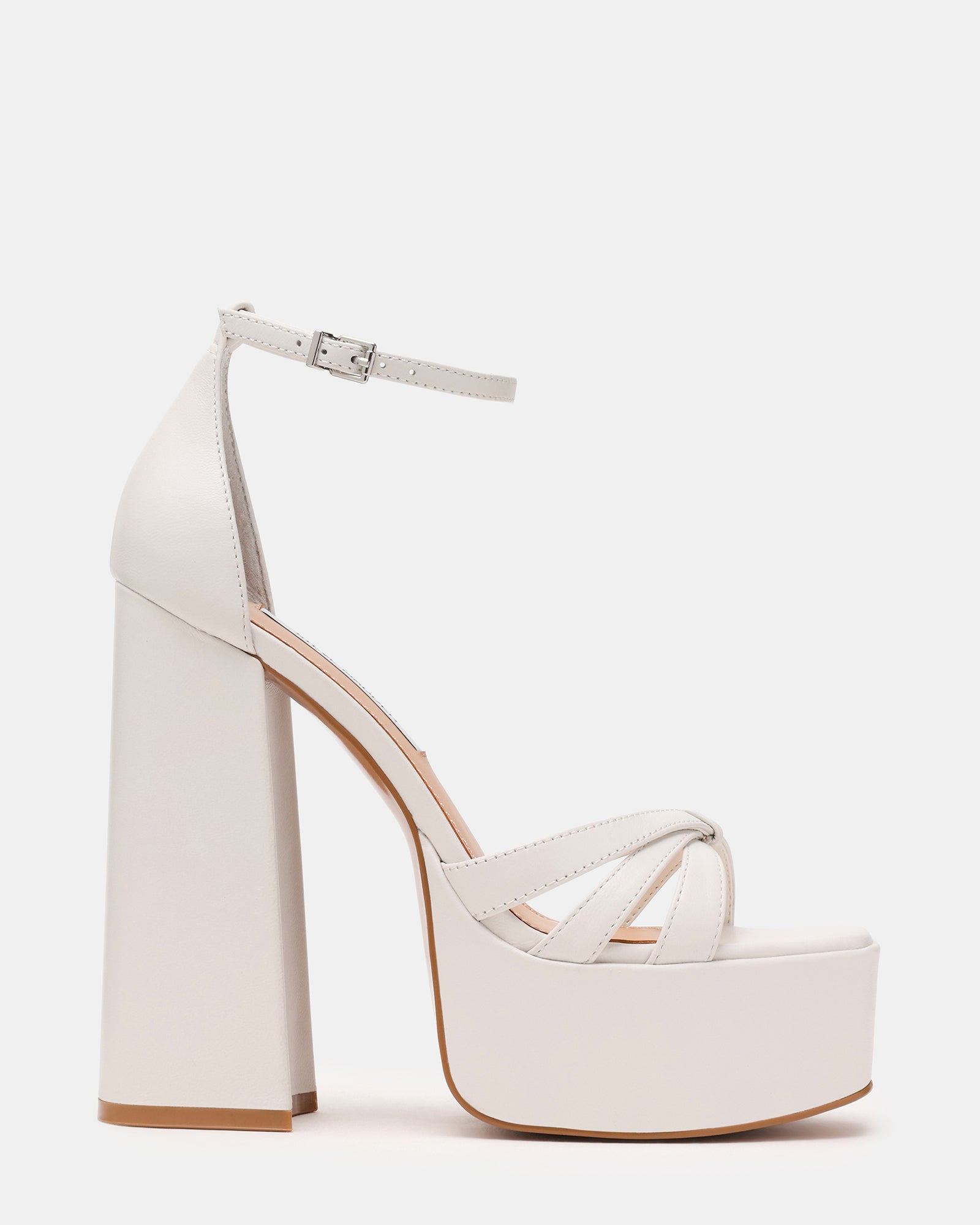 RETRO White Leather Open-Toe Block Heel Platform Women's Heel | Steve Madden