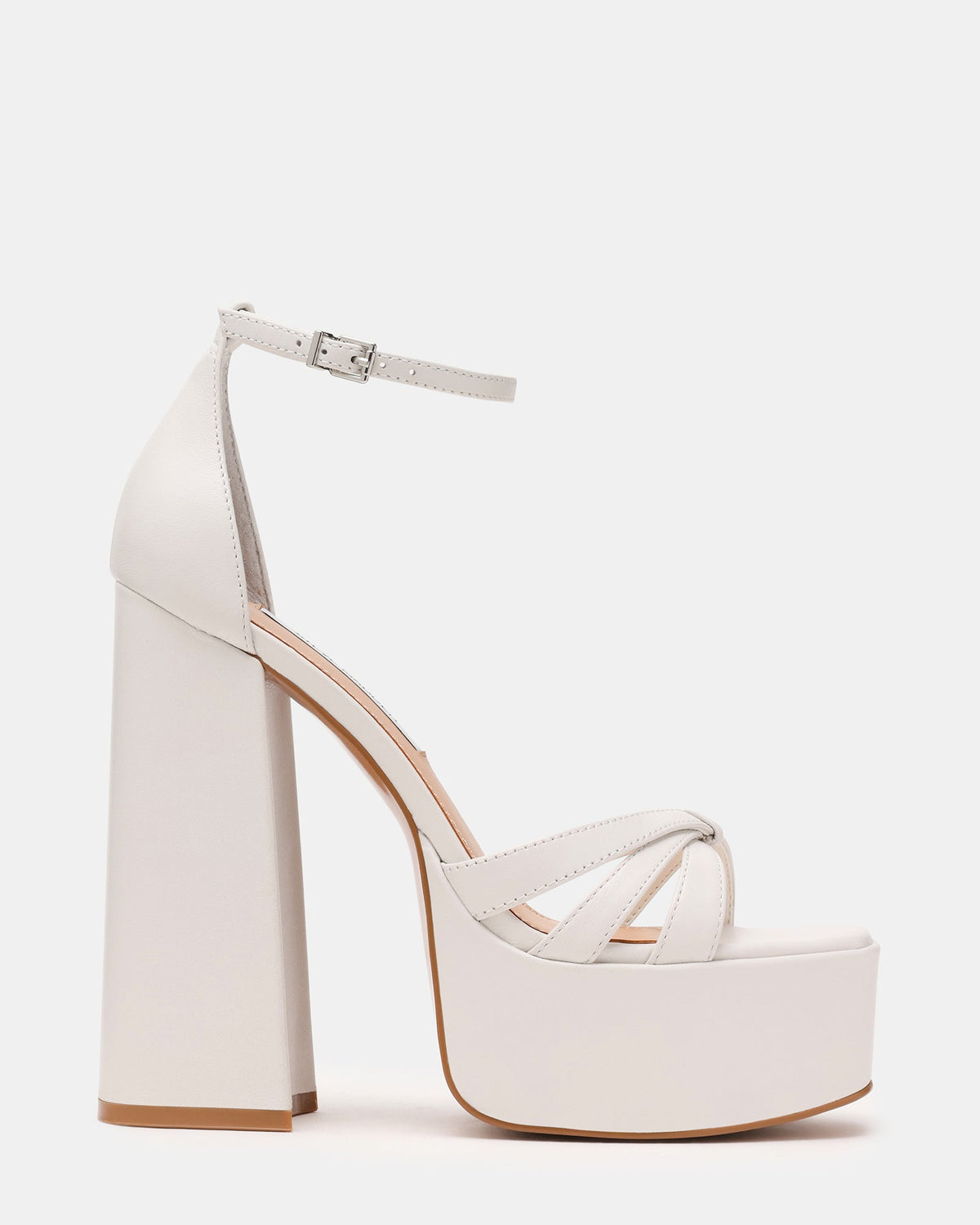 RETRO White Leather Open-Toe Block Heel Platform Women's Heel | Steve Madden