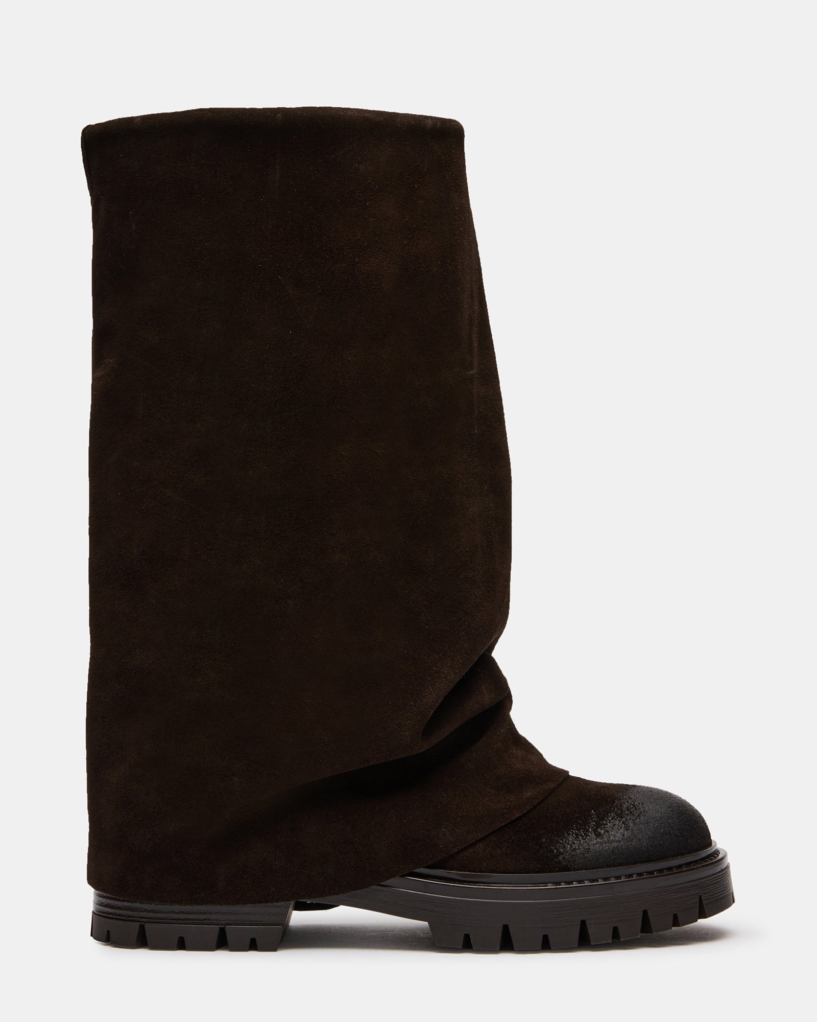 RIFT Brown Suede Fold-Over Cuffed Lug Platform Women's Boot | Steve Madden