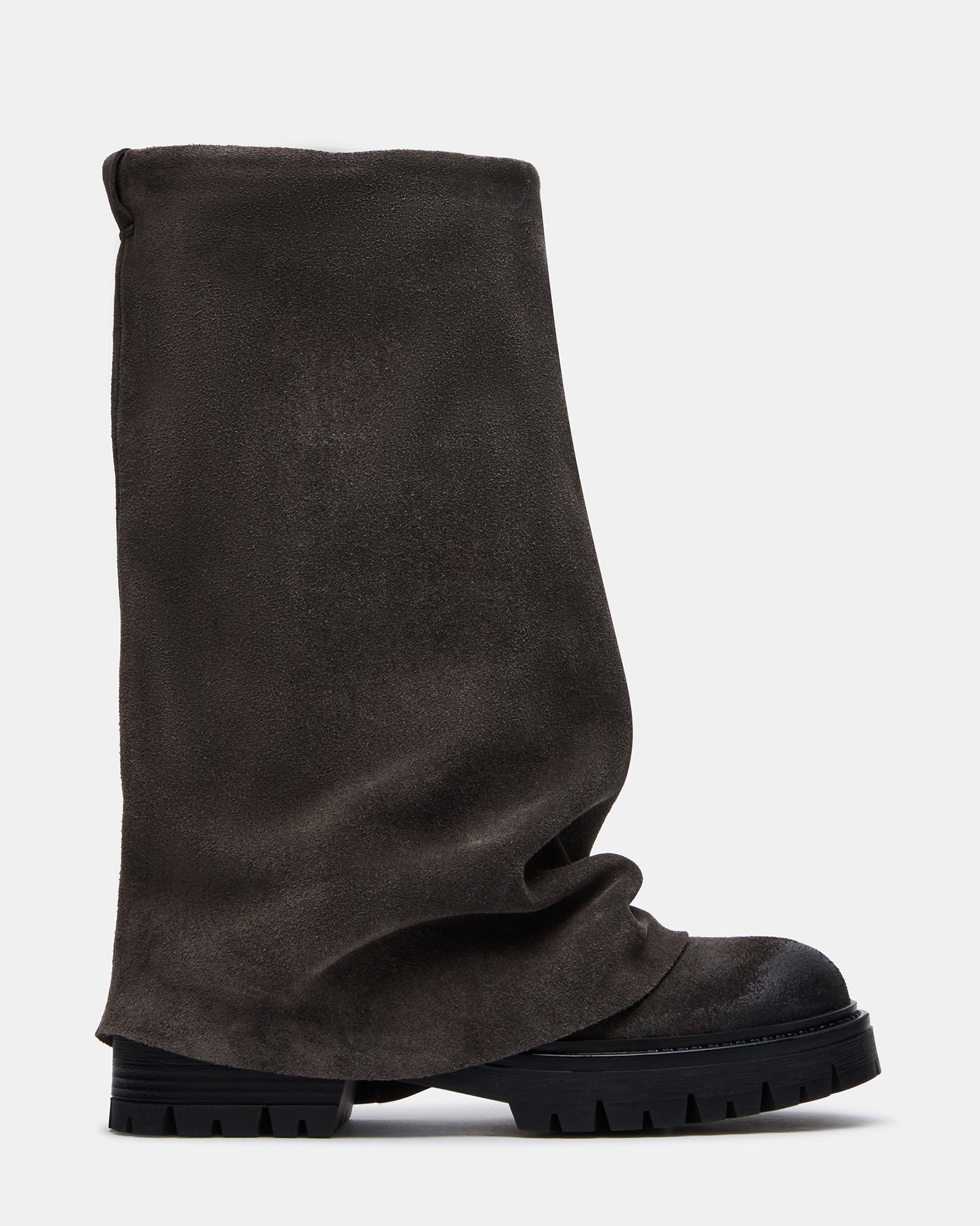 RIFT Grey Suede Fold-Over Cuffed Lug Platform Women's Boot | Steve Madden