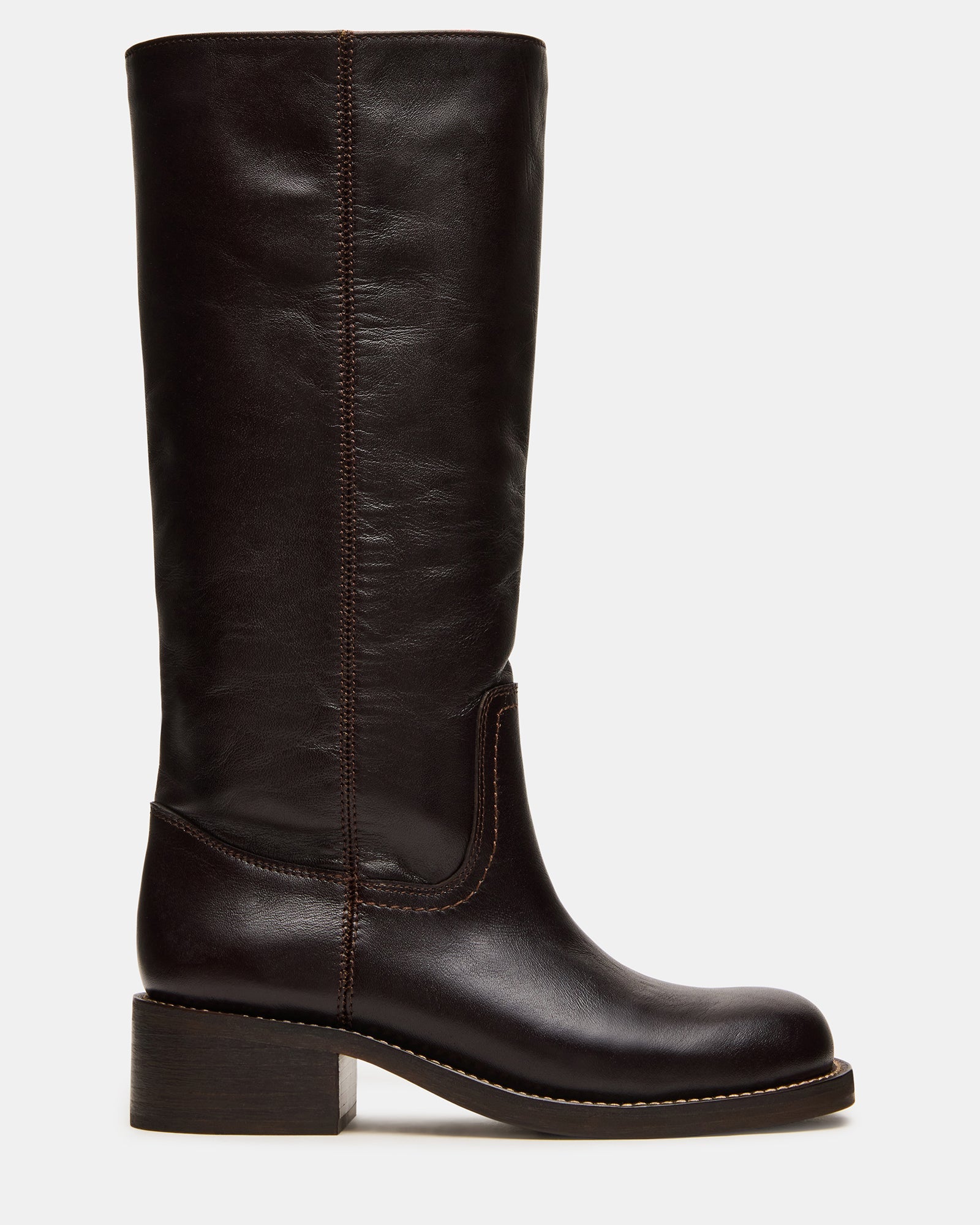 RIGGS Brown Plaid Square-Toe Women's Boot | Steve Madden