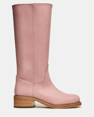 RIGGS Pink Leather Square-Toe Women's Boot | Steve Madden