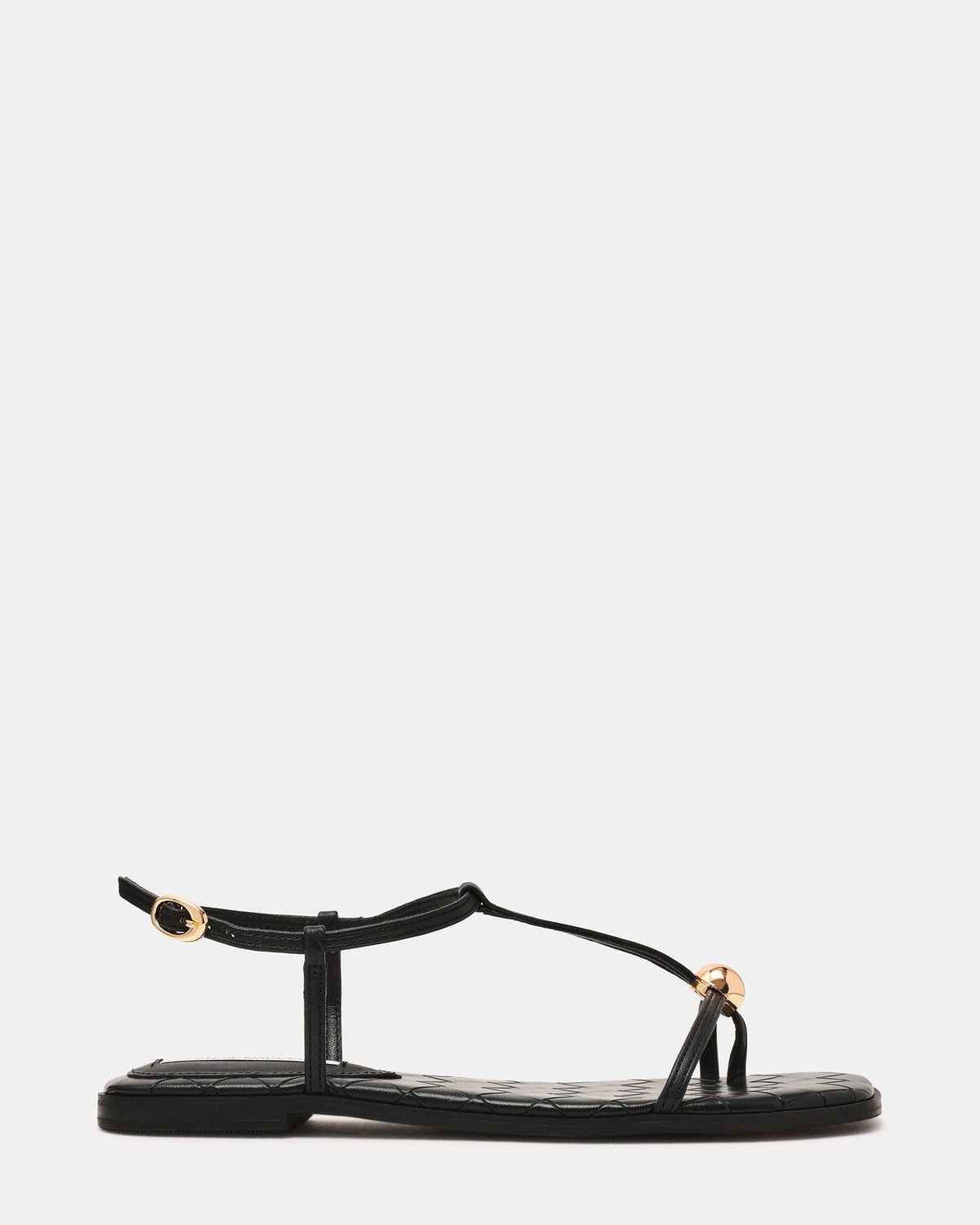 RITZY Woven Black Square-Toe Strappy Women's Sandal | Steve Madden