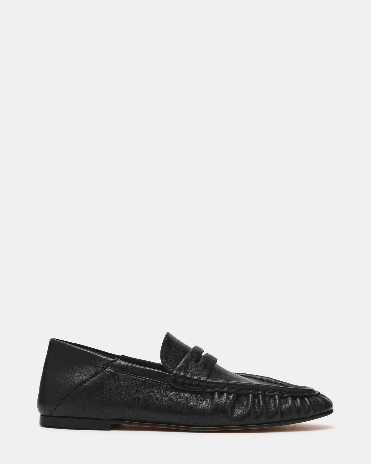 ROGER Black Leather Slip-On Women's Loafer | Steve Madden
