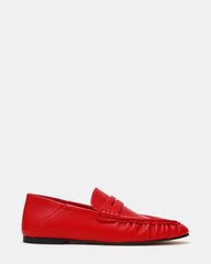 ROGER Red Leather Slip-On Women's Loafer | Steve Madden
