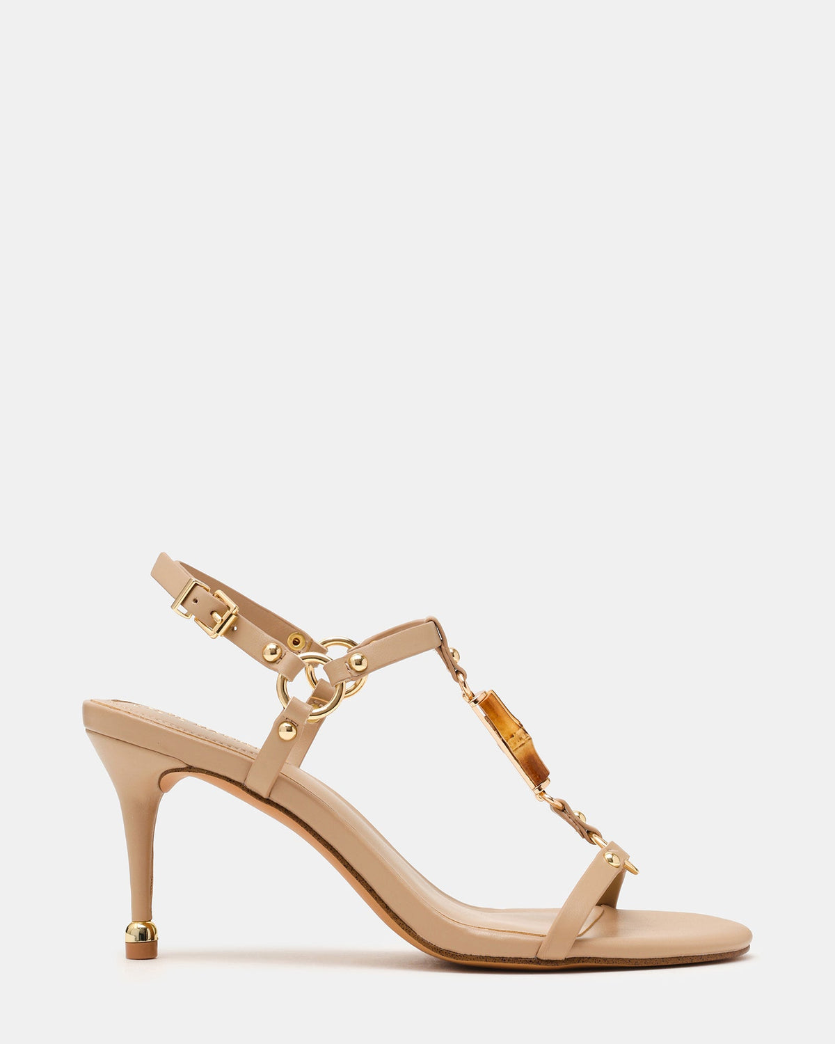 RONDA Taupe Bamboo Gold Detail Studs Women's Heel | Steve Madden