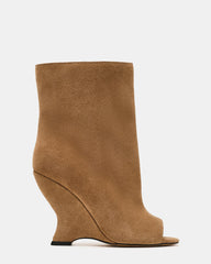 RYLIX Taupe Suede Wedge Peep-Toe Women's Ankle Boot | Steve Madden