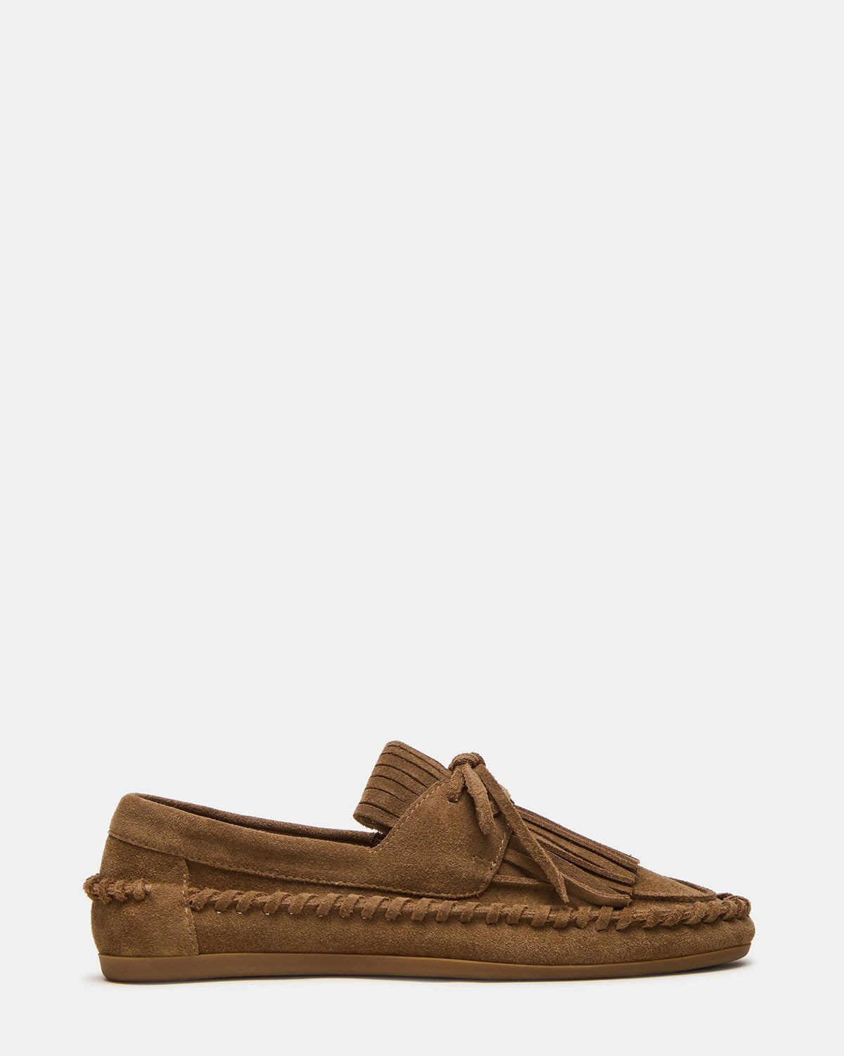 SAMUAL Chestnut Suede Fringe Boat Women's Loafer | Steve Madden