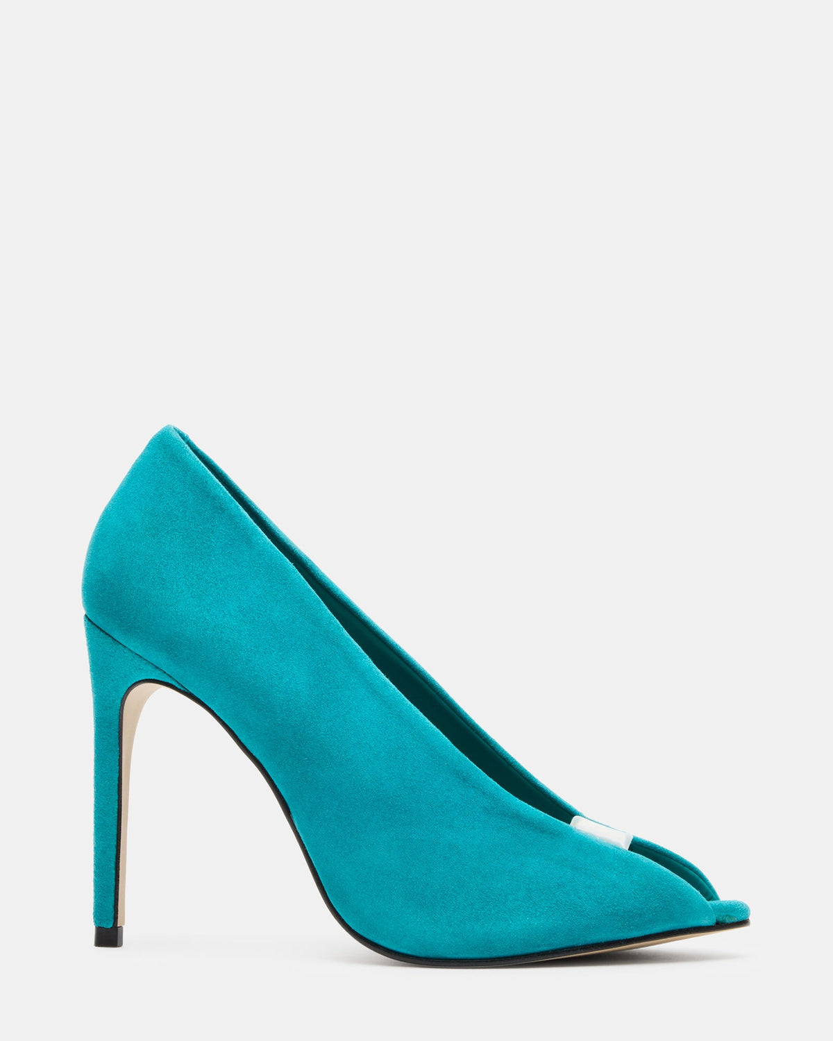 SANTINO Teal Suede Open Peep-Toe Stiletto PVC Strap Women's Heel | Steve Madden