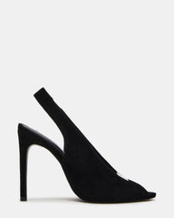 SASHA Black Suede Peep-Toe Stiletto PVC Strap Women's Heel | Steve Madden