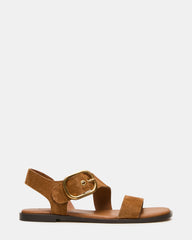 SAYER Dark Taupe Suede Square-Toe Buckle Women's Sandal | Steve Madden