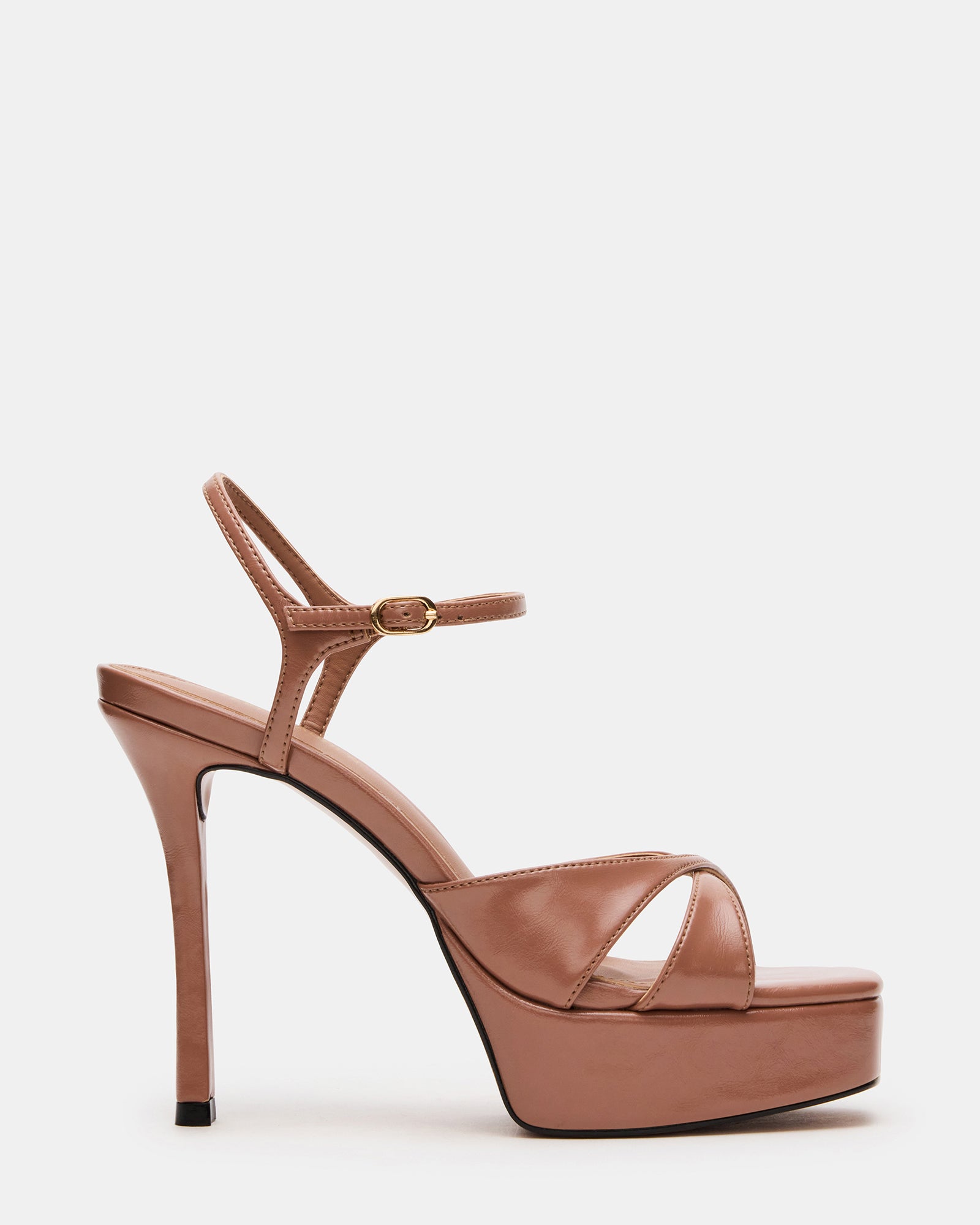 SCARLET Mocha Square-Toe Strappy Platform Women's Heel | Steve Madden