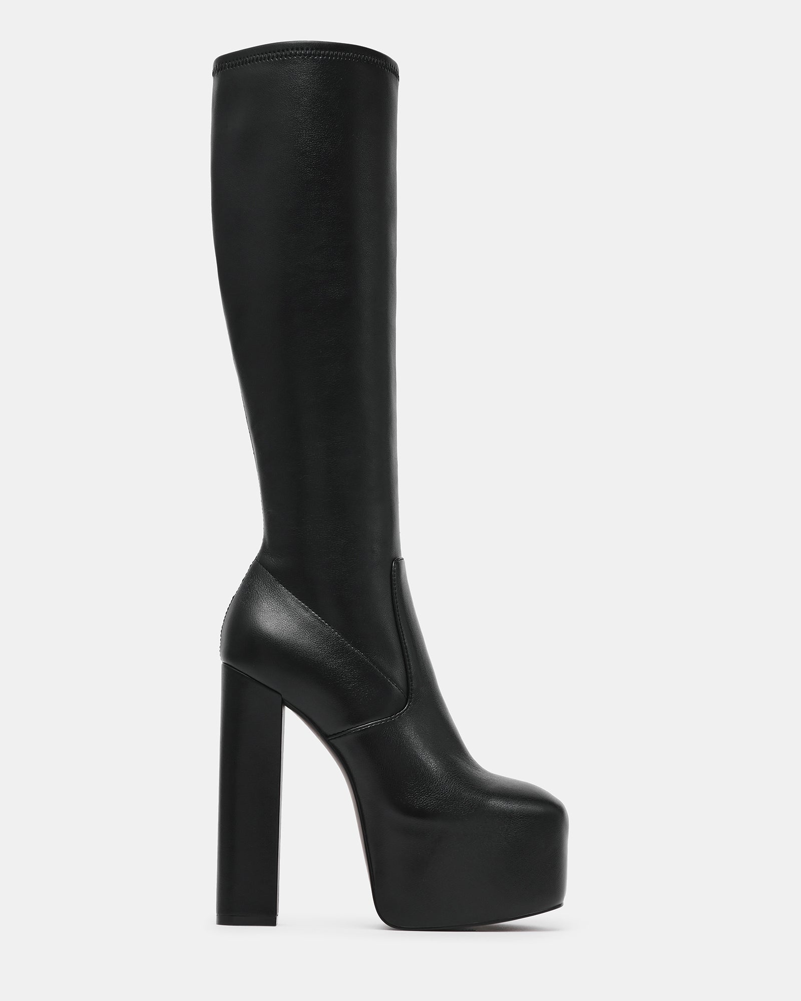 SCRATCH Black Platform Block Heel Knee-High Women's Boot | Steve Madden