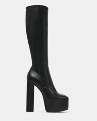 SCRATCH Black Platform Block Heel Knee-High Women's Boot | Steve Madden