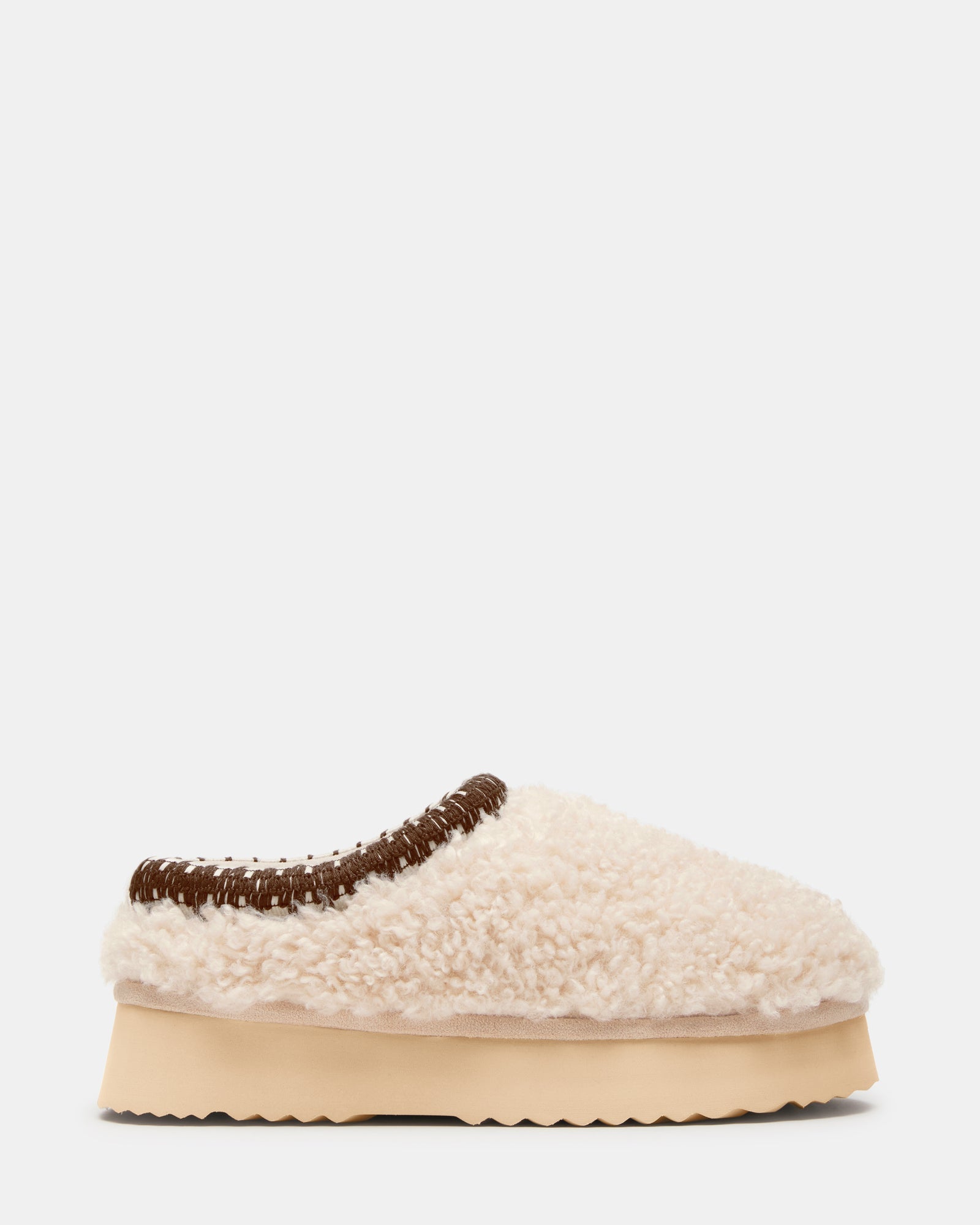 SELENA Faux Shearling Women's Natural Slip-On Mule Flat | Steve Madden