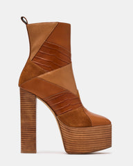 SEMONA Vintage Tan Patchwork Women's Platform Ankle Boot | Steve Madden