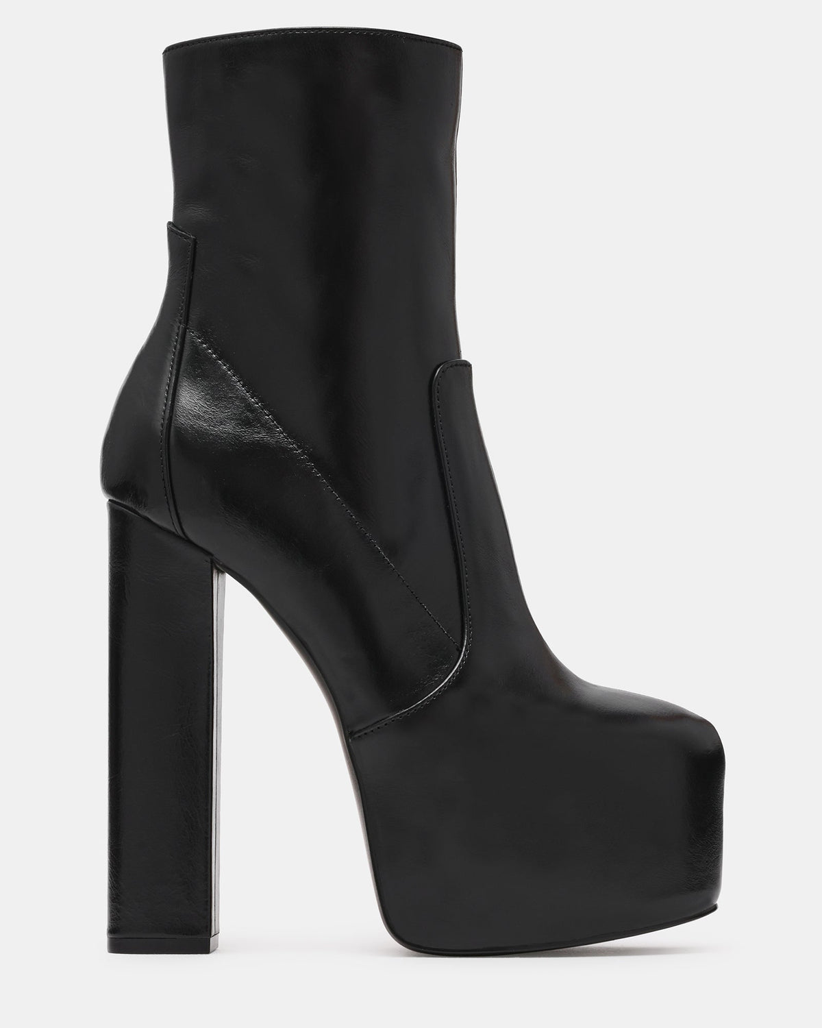 SENARA Black Leather Platform Block Heel Women's Ankle Boot | Steve Madden