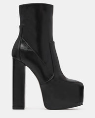 SENARA Black Leather Platform Block Heel Women's Ankle Boot | Steve Madden