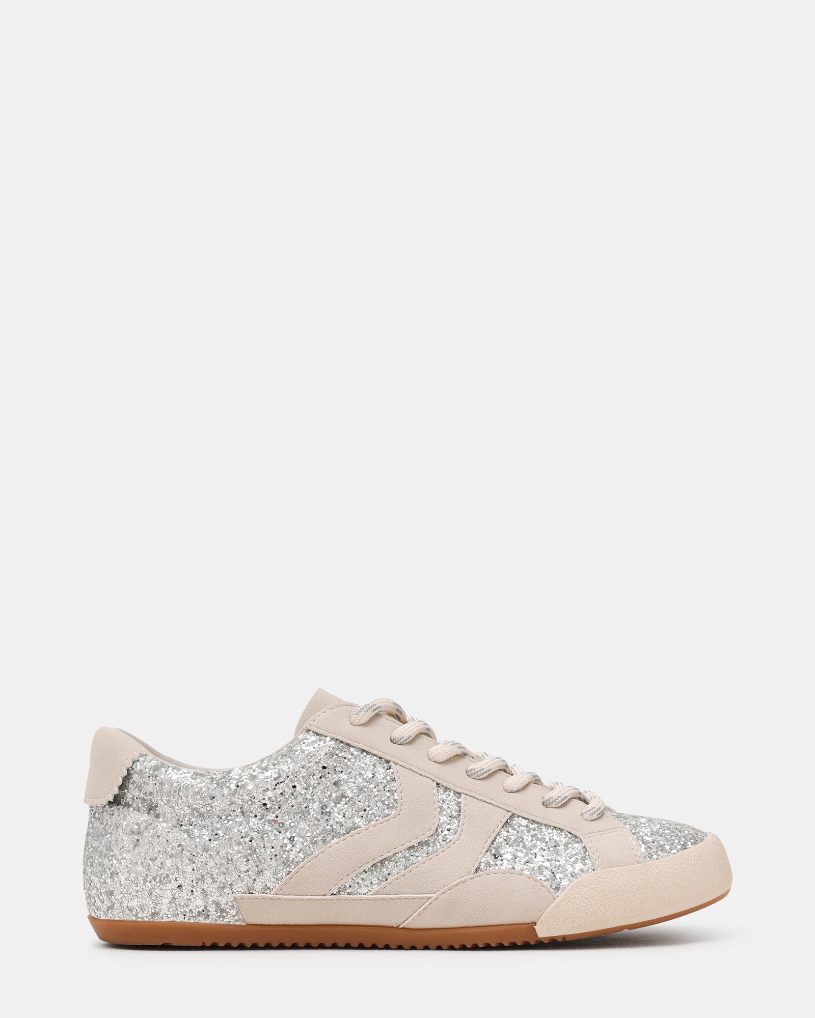SEYMOUR Silver Glitter Low-Top Lace-Up Women's Sneaker | Steve Madden