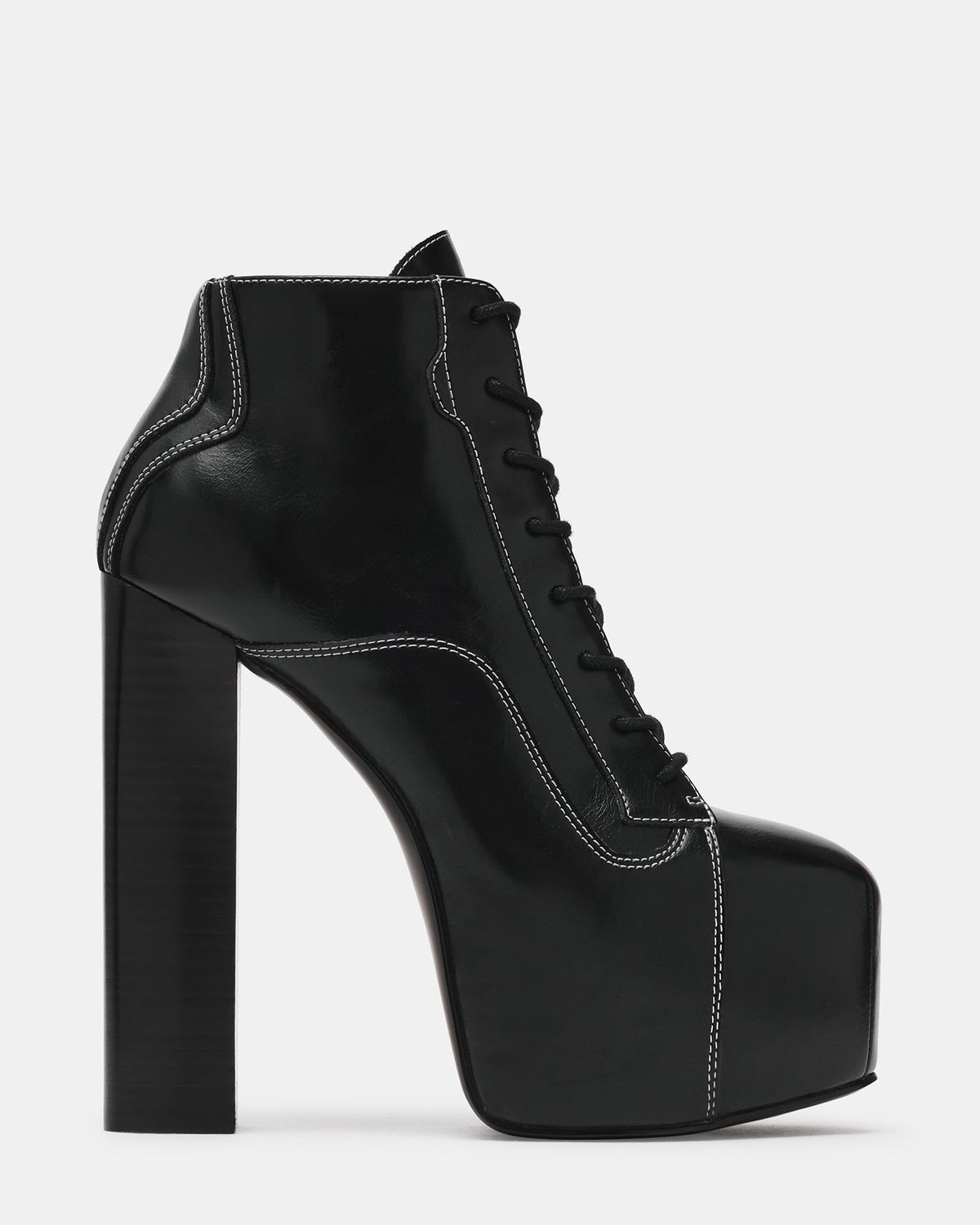 SHAINA Black Platform Lace-Up Block Heel Women's Ankle Boot | Steve Madden