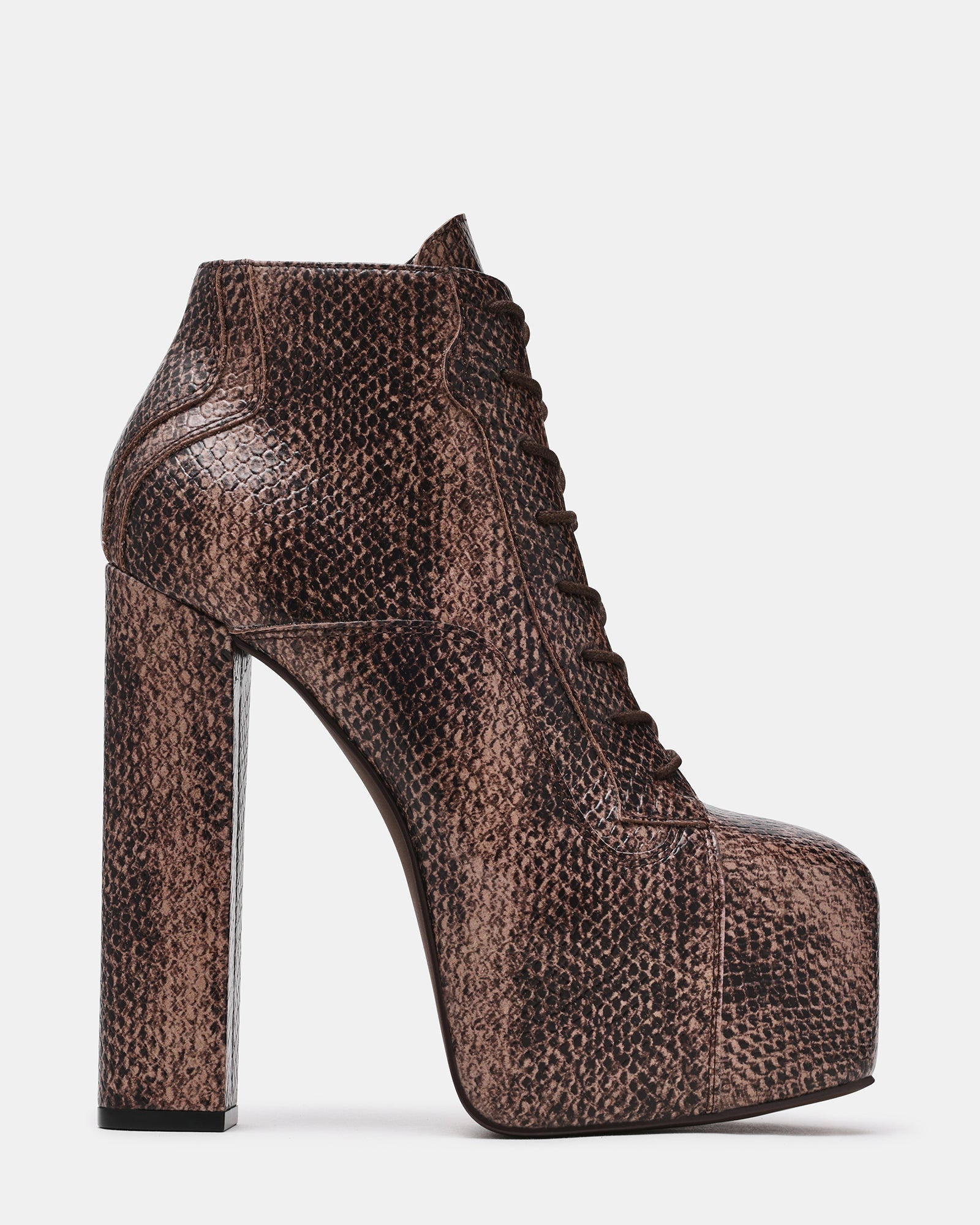 SHAINA Snake Platform Lace-Up Block Heel Women's Ankle Boot | Steve Madden