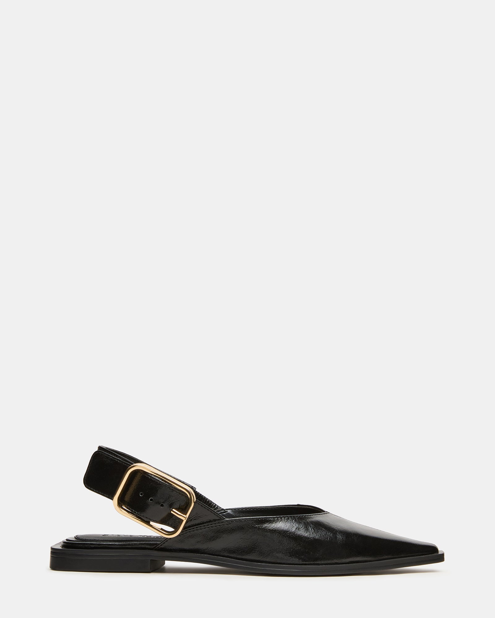 SHAY Black Leather Pointed-Toe Slingback Ballet Women's Flat | Steve Madden