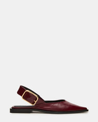 SHAY Burgundy Leather Pointed-Toe Slingback Ballet Women's Flat | Steve Madden
