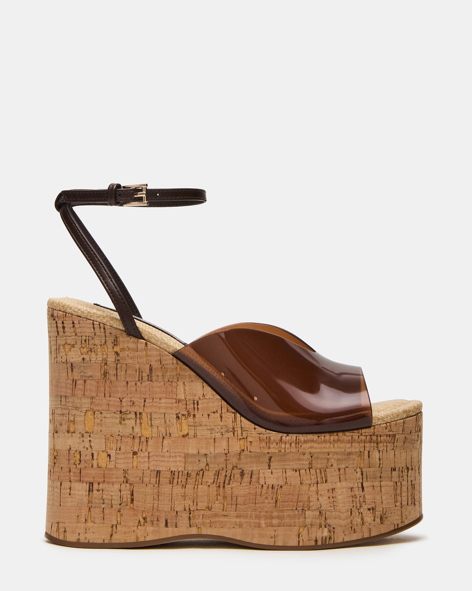 SINAI Brown Square-Toe Platform Wedge Strappy Women's Sandal | Steve Madden