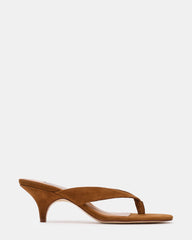 SKY Chestnut Suede Thong Women's Kitten Heel | Steve Madden