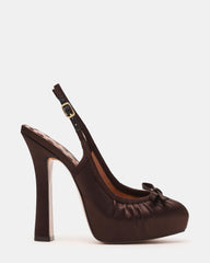 SOFIE Brown Satin Bow Slingback Platform Women's Heel | Steve Madden