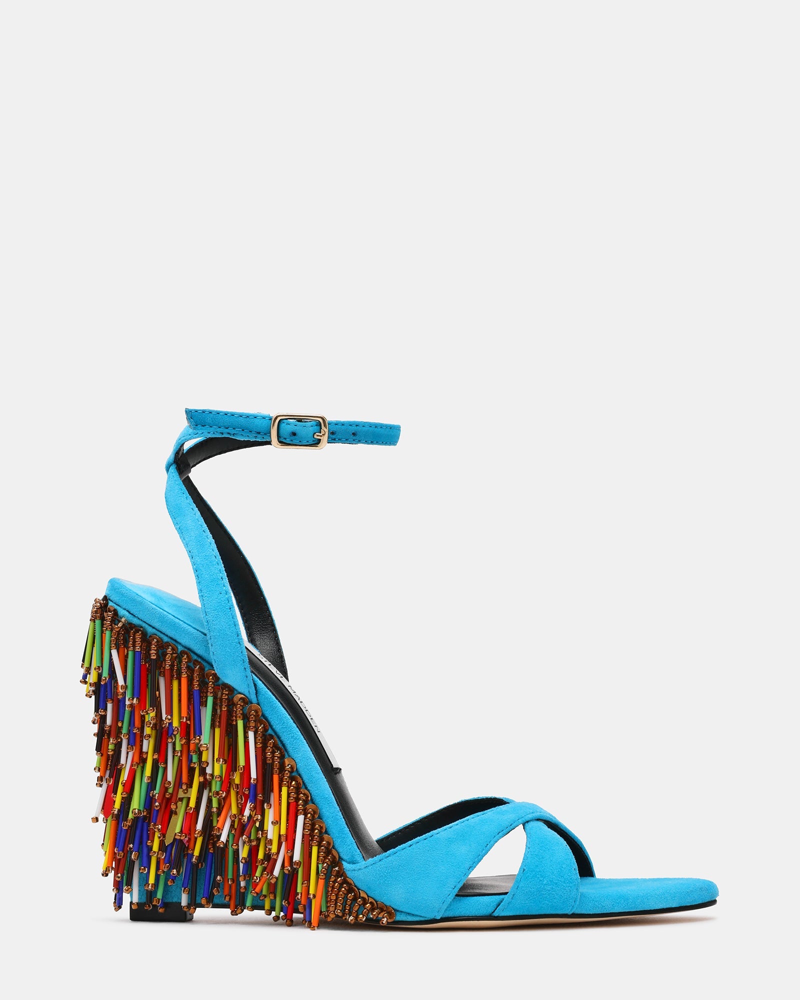 SORYNN Turquoise Multi Sequins Embellished Wedge Women's Heel | Steve Madden